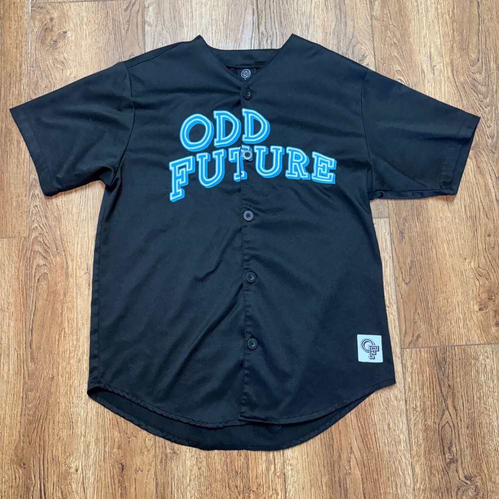 Odd Future Donut Baseball Jersey Mens Large Black Embroidered Tyler the Creator